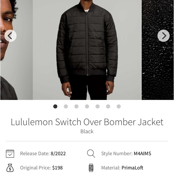 Lululemon Athletica Black Quilted Bomber Jacket - Picture 1 of 3